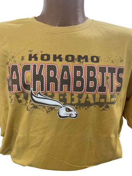 "Kokomo Jackrabbits Baseball" Yellow Short Sleeve T-Shirt
