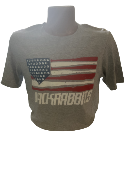 Grey Short Sleeve USA Jackrabbits Baseball Flag Shirt