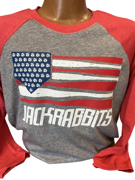 Jackrabbits USA Baseball Bat Flag 3/4 Sleeve Shirt