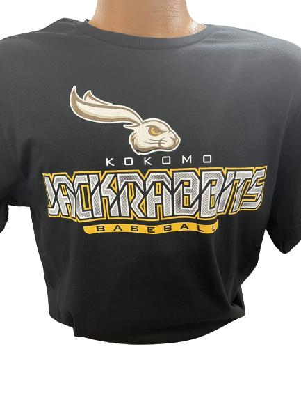 "Kokomo Jackrabbits Baseball" Black Short Sleeve T-Shirt