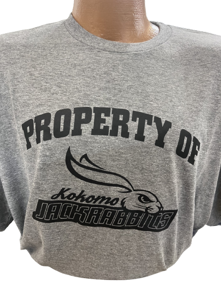 "Property of Kokomo Jackrabbits" Grey Short Sleeve T-Shirt